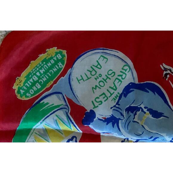 Vintage Rare Ringling Bros. Barnum & Bailey Pure Silk Linbro Scarf 28in x 28in - Picture 4 of 10